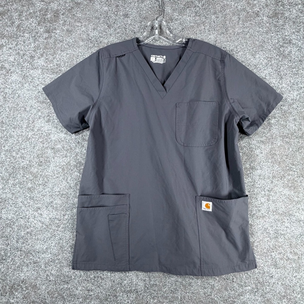 Carhartt Force Essentials V-Neck 6-Pocket Scrub Top Unisex S Gray Modern Fit